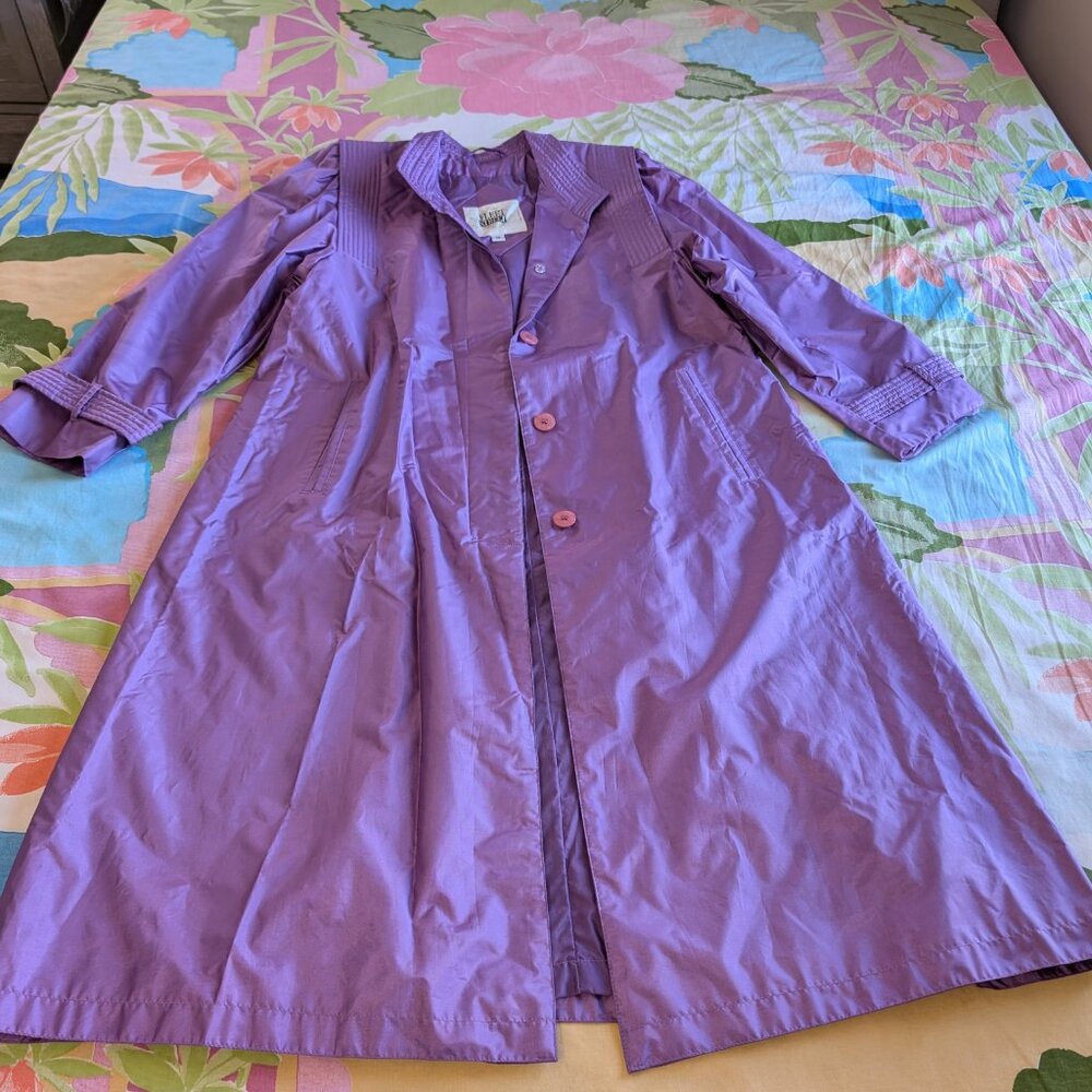 Fleet Street Long Purple Rain Tench Coat Jacket Size 10